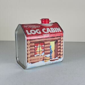 VINTAGE LOG CABIN SYRUP 1OOth ANNIVERSARY 24 oz. TIN 1887 - 1987 -
